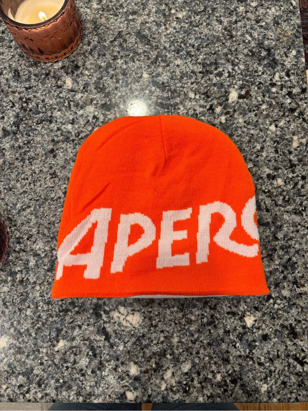 Aperol Branded Orange Knit Beanie Hat - Reversible